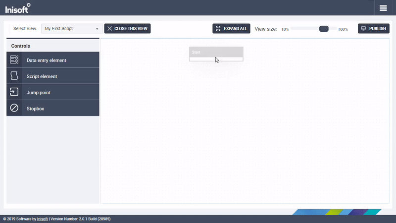 Dragging a data entry element onto a script
