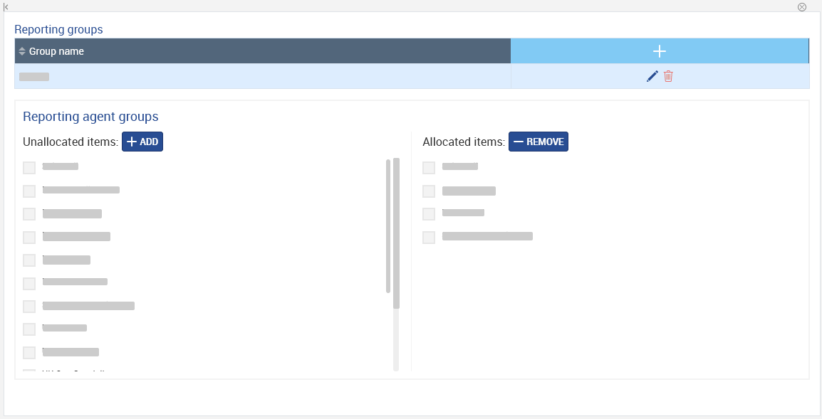 Reporting Group Names Reporting Groups
